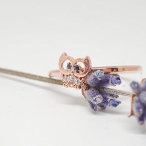 오팔하우스 14k 블루큐 부엉이 반지 OPDLR4037