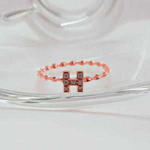 오팔하우스 14k H이니셜 큐빅 반지 OPGR581-H