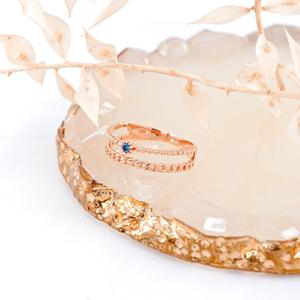 오팔하우스 14k 청다이아몬드 두 줄 체인 반지 OPDSR1364