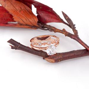 오팔하우스 14k 두 줄 레이어드 큐빅 반지 OPDSR1476