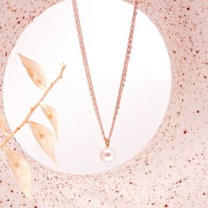 오팔하우스 14k 투 체인 레이어드 진주 목걸이 OPPN0547