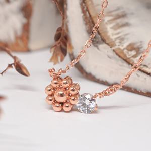 오팔하우스 14k 국화꽃 큐빅 목걸이 OPDLN4890