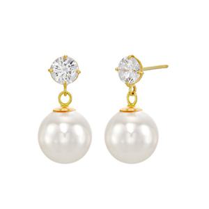 오팔하우스 14k 심플 큐빅 8mm 진주 귀걸이 OPPE0118