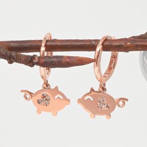 오팔하우스 14k 행복한 꽃돼지 원터치 귀걸이 OPNIE1313-1