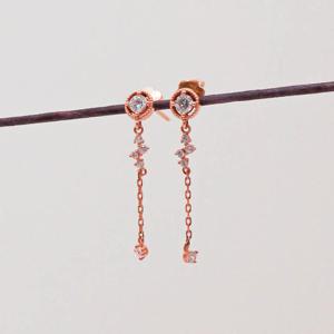 오팔하우스 14k 서클 큐빅 드롭 귀걸이 OPJE9385