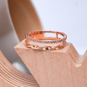 오팔하우스 14k 두 줄 웨이브 큐빅 반지 OPDJR3848