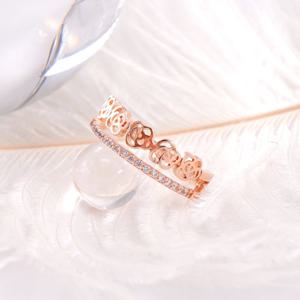 오팔하우스 14k 두 줄 장미 레이어드 큐빅 반지 OPDLR5402