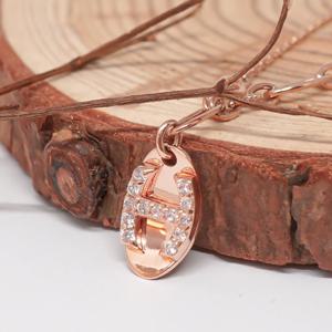 오팔하우스 14k H이니셜 타원형 큐빅 목걸이 OPJJN10673