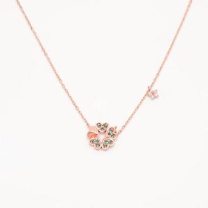 오팔하우스 14k 챠보라이트 크로바 목걸이 OPJJN6193