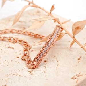 오팔하우스 14k 럭셔리 커브드 체인 큐빅 팔찌 OPGDB0456