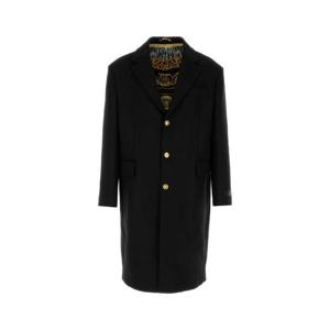 VERSACE Black wool blend coat 10215341A09780 1B000