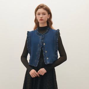 [샤틴]러플 디테일 데님 베스트/S253B152