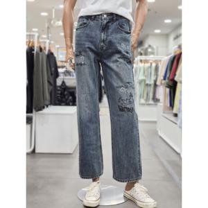 [지프]남녀공용 프린트 와이드 데님팬츠(JQ3DPU534)