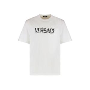 25 FW 베르사체 로고 프린트 티셔츠 10144271A16040 TP443805909