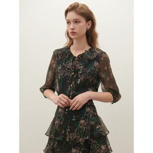 [샤틴]프린트 쉬폰 러플 블라우스/S253B261