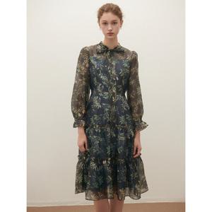 [샤틴]리본넥 프린트 원피스/S253B653