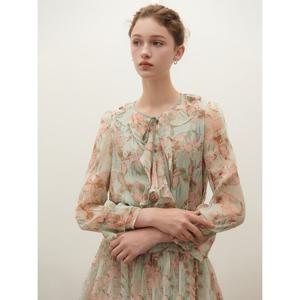 [샤틴]프린트 러플 블라우스/S253B267