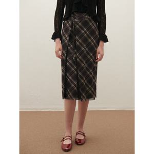 [샤틴]체크패턴 랩 스커트/S253B356