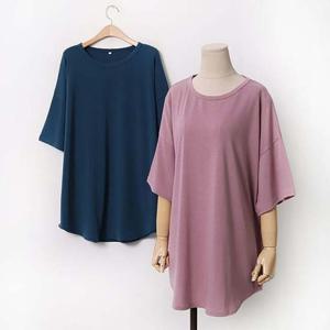 빅사이즈 박스핏 라운드 반팔티 DWW9383 루즈 박시