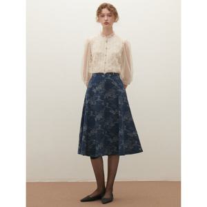 [샤틴]자가드 데님 A라인 스커트/S253M354