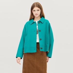 [베네통] [Online Exclusive] 자카드 니트 블록 하프 코트_BACTE1561TQ