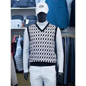 팜스프링스 세이브존03 팜스프링스 남성 골프 가을 다이아 패턴 니트 베스트 조끼 ASKVM253301GA