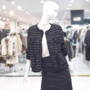 abfz sh06 라운드 블랙 트위드 가디건 SLBNZ4Y40K