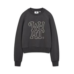 와키윌리긴팔티 KQJ MG2403CR62DG 우먼스 볼륨 자수 크롭 맨투맨 다크 그레이