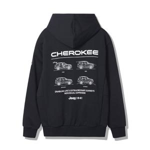 지프 나침반 루즈핏 셋업 남녀공용 후드티 JP1THU013BK