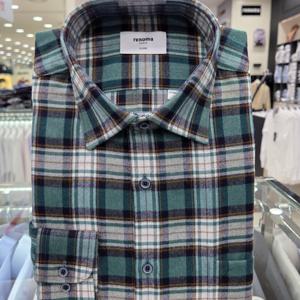 [레노마셔츠]변형타탄 체크 기모 일반핏 긴소매RPWSG1437GE_GN