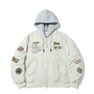 [인터크루]아트웍 장식 항공 패딩 봄버 스톤 ITZ4UP04AST