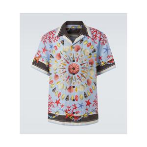 돌체앤가바나 프린트 리넨 캔버스 볼링 셔츠 P01077031