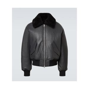 Ami Paris 시어링 트리밍 레더 보머 재킷 P01069446