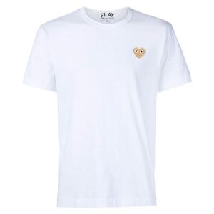 꼼데가르송 남성 골드 하트 자수 반팔티(화이트) P1T216 WHITE