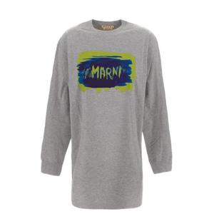 마르니 로고프린트 루즈핏 저지 롱 티셔츠 그레이 THJE0129PI USCU63 PLN38