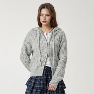 [후아유]여성 Aran Cable Hoddie Zip-up Cardigan WHCKF4V21F