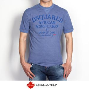 디스퀘어드 맨 아프리칸 어드밴쳐 로고 반팔티 라이트블루 (COL.468) 74GC0911