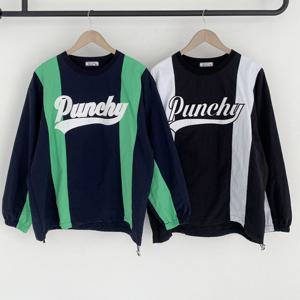 나야홍 / 빅사이즈티 V459L510 스포티줄배색펀치맨투맨 PO