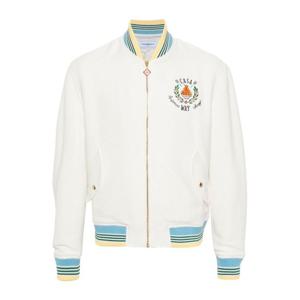 카사블랑카 체스트 자수 리브 헴 봄버 재킷 MPS24OT10201 WHITE