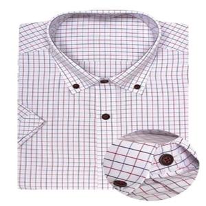 베이직 배색 체크패턴 슬림 반팔 셔츠