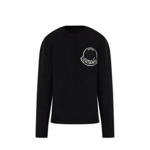 25 FW 몽클레어 크루네크 로고 버진울 니트 스웨터 블랙 K20919C00004M1242