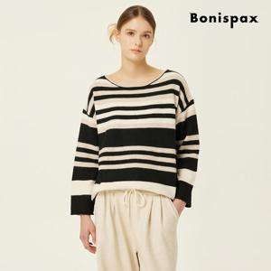 보니스팍스  보트넥 스트라이프 루즈핏 니트 (XPAKP007M0)