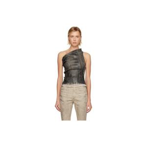 25 FW 릭오웬스 여성 블랙 콘코르디안 아테나 크롭 탑 252126F111000