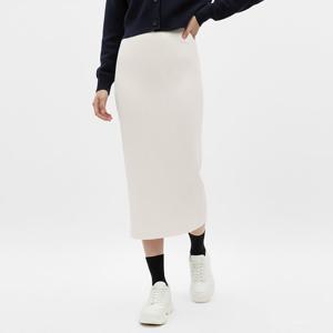 샵앤) 여성 허리밴딩 H라인 뒷트임 골지 롱 스커트 PIC-WSK-20876-아이보리