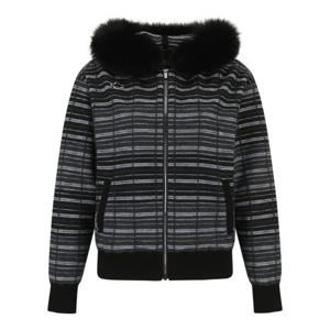 M 파리게이츠골프자켓 NQC 521C4SD159_BK [23 WINTER] 여성 바니 스트라이프 퍼 후드 집업 가디건