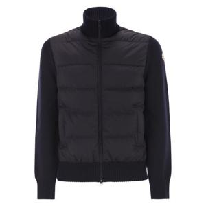 몽클레어 숏패딩 울 집업 가디건 K20919B00040 NAVY