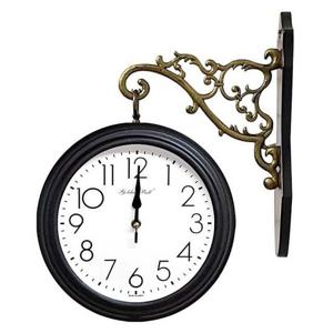 GB2301 양면 벽시계 진밤색 제조한국 양면시계 인테리어시계 벽시계 유아동시계 교육용시계