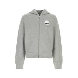 25 FW 몽클레어 로고 패치 지퍼 후드 코튼 퓨어 티셔츠 그레이 K20918G0002389AZU