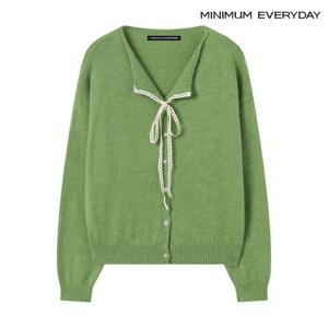 [미니멈][미니멈 에브리데이]레이스 스트랩 버튼 울 니트 가디건 (EB4CK015D)