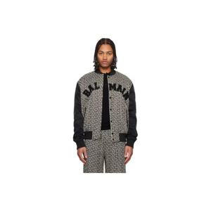 25 FW 발망 남성 블랙   오프 화이트 모노그램 바시티 재킷 252251M180002